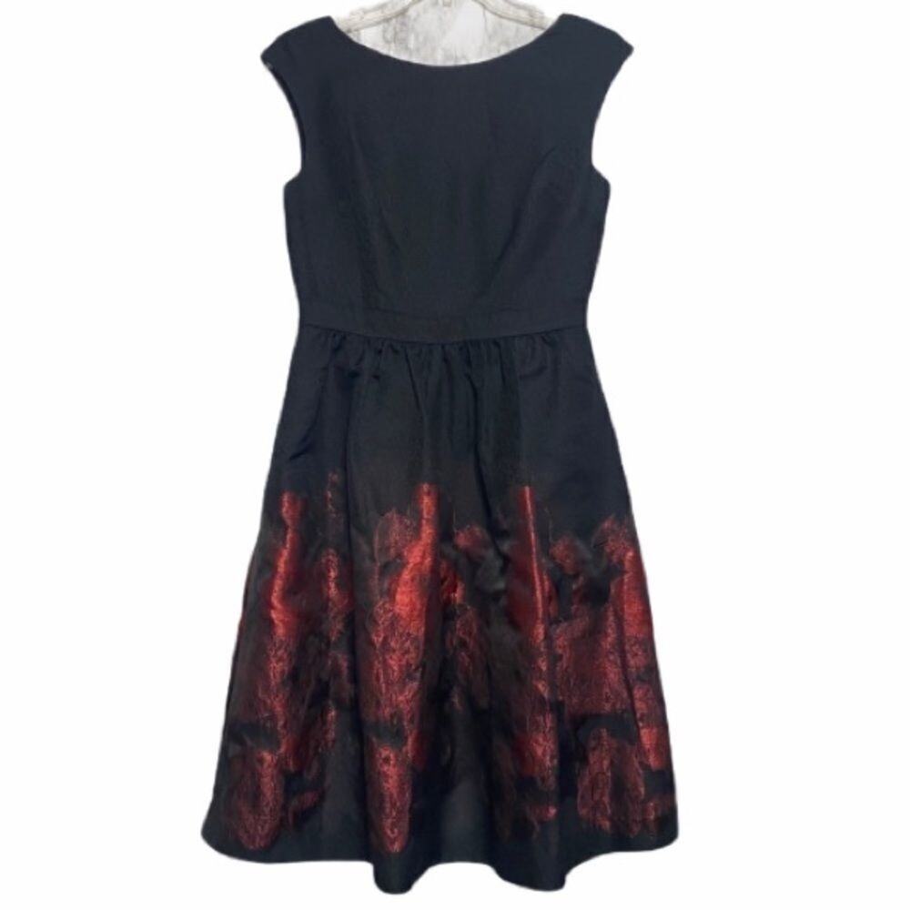Cynthia Steffe Black & Red Metallic‎ Dress